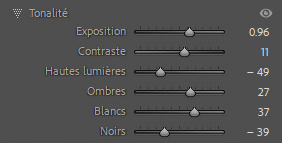 Réglages des tonalités dans les masques de Lightroom Classic