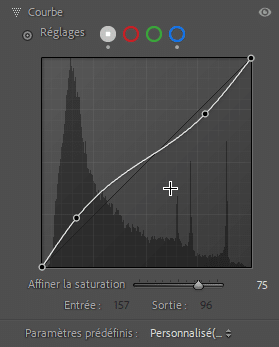 Réglages de la courbe dans les masques de Lightroom Classic