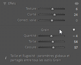 Réglages des effets dans les masques de Lightroom Classic