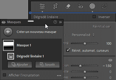 Ancrage du panneau Masques dans Lightroom Classic
