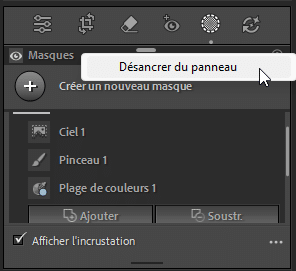 Désancrer du panneau dans Lightroom Classic