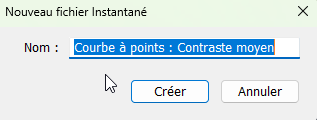 Nouveau instantané dans Lightroom Classic