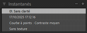 Panneau Instantané de Lightroom Classic