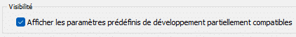 Afficher les paramètres partiellement compatibles dans Lightroom Classic