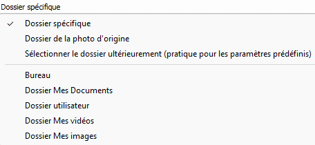 Choix des options d'emplacement d'exportation dans Lightroom Classic