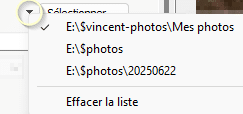 Historique des emplacements d'exportation dans Lightroom Classic