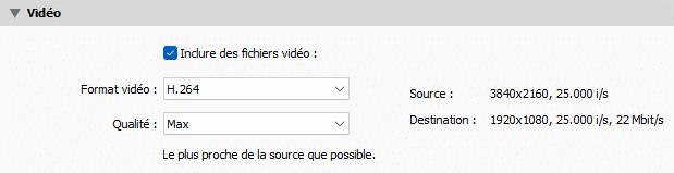 Section Vidéo Exporter dans Lightroom Classic