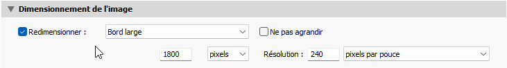 Choix du bord large pour exporter dans Lightroom Classic