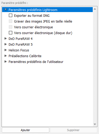 Les paramètres prédéfinis d'exportation dans Lightroom Classic