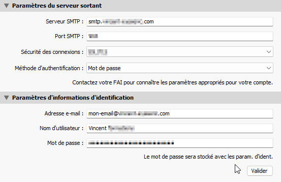 Paramètres de compte sortant dans Lightroom Classic