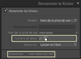 Renommer le fichier avec séquence dans Lightroom Classic