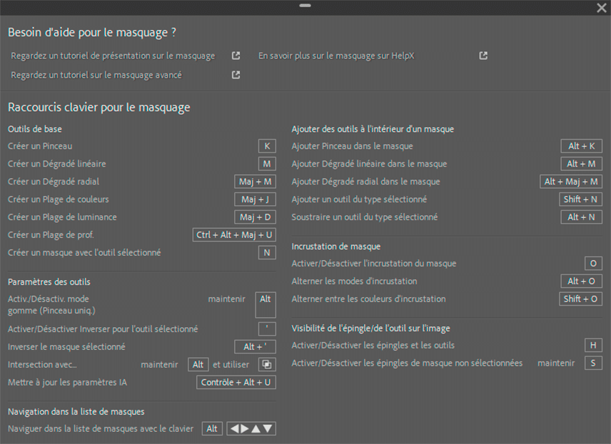 Aide sur les outils de masquage dans Lightroom Classic