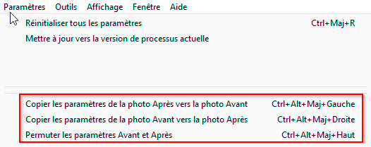 Copier les paramètres avant/après dans Lightroom Classic