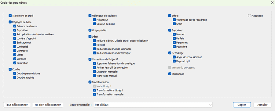 Copier les paramètres de développement de Lightroom Classic