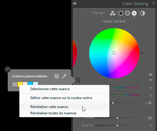 Couleurs prédéfinis de Colors Grading dans Lightroom Classic