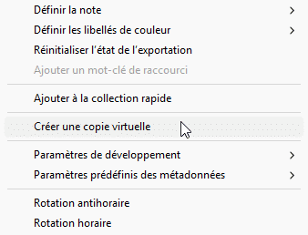 Menu contextuel, Créer des copies virtuelles