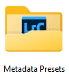 Dossier contenant les paramètres prédéfinis de Métadonnées dans Lightroom Classic