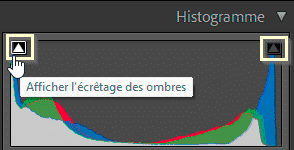Visualisation des écrêtages dans Lightroom Classic