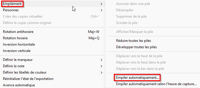 Empiler automatiquement les photos dans Lightroom Classic
