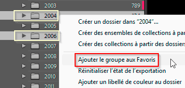 Ajouter un groupe aux Favoris dans Lightroom Classic