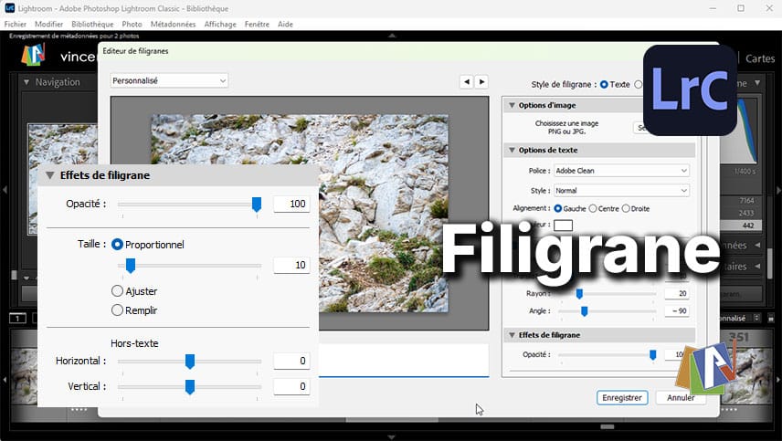 Les filigranes dans Lightroom Classic