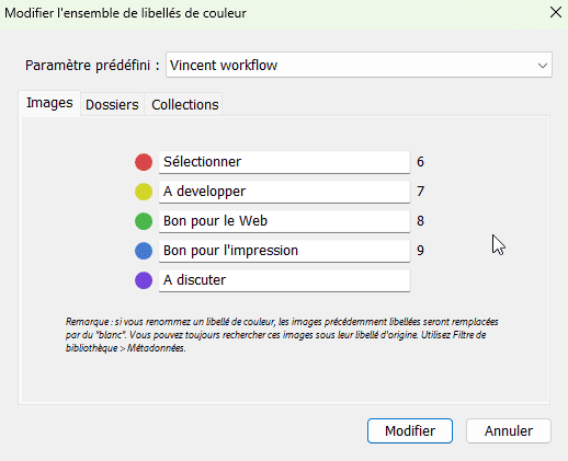 Libellés de couleurs personnalisés dans Lightroom Classic
