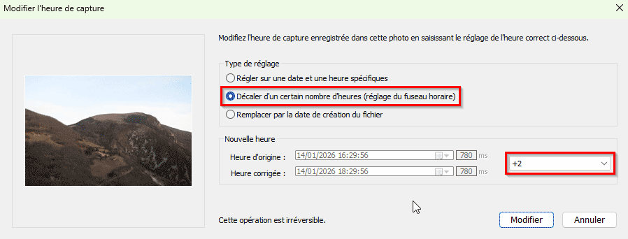 Modifier l’heure de capture dans Lightroom Classic