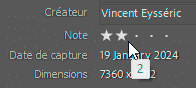 Attribuer une note avec le panneau Métadonnées