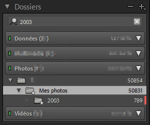 Recherche nom de dossier et favori