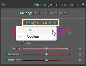 Réglages TSL du Mélangeur de couleurs de Lightroom Classic