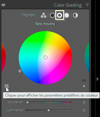Réglages des Tons moyens dans le panneau Color Grading de Lightroom Classic