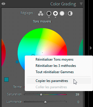 Réinitialiser les réglages de Color Grading dans Lightroom Classic