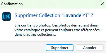 Supprimer une collection standard dans Lightroom Classic