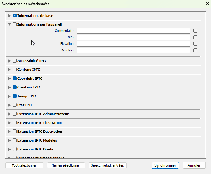 Synchroniser les métadonnées dans Lightroom Classic