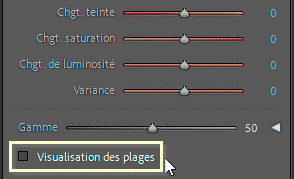 Visualisation des plages du panneau Couleur du point de Lightroom Classic