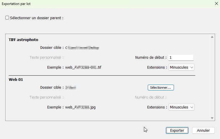Exporter par lot dans Lightroom Classic
