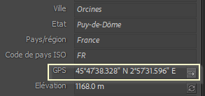 Métadonnées dans Emplacement dans Lightroom Classic