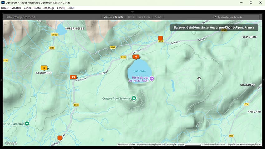 Module Cartes dans Lightroom Classic