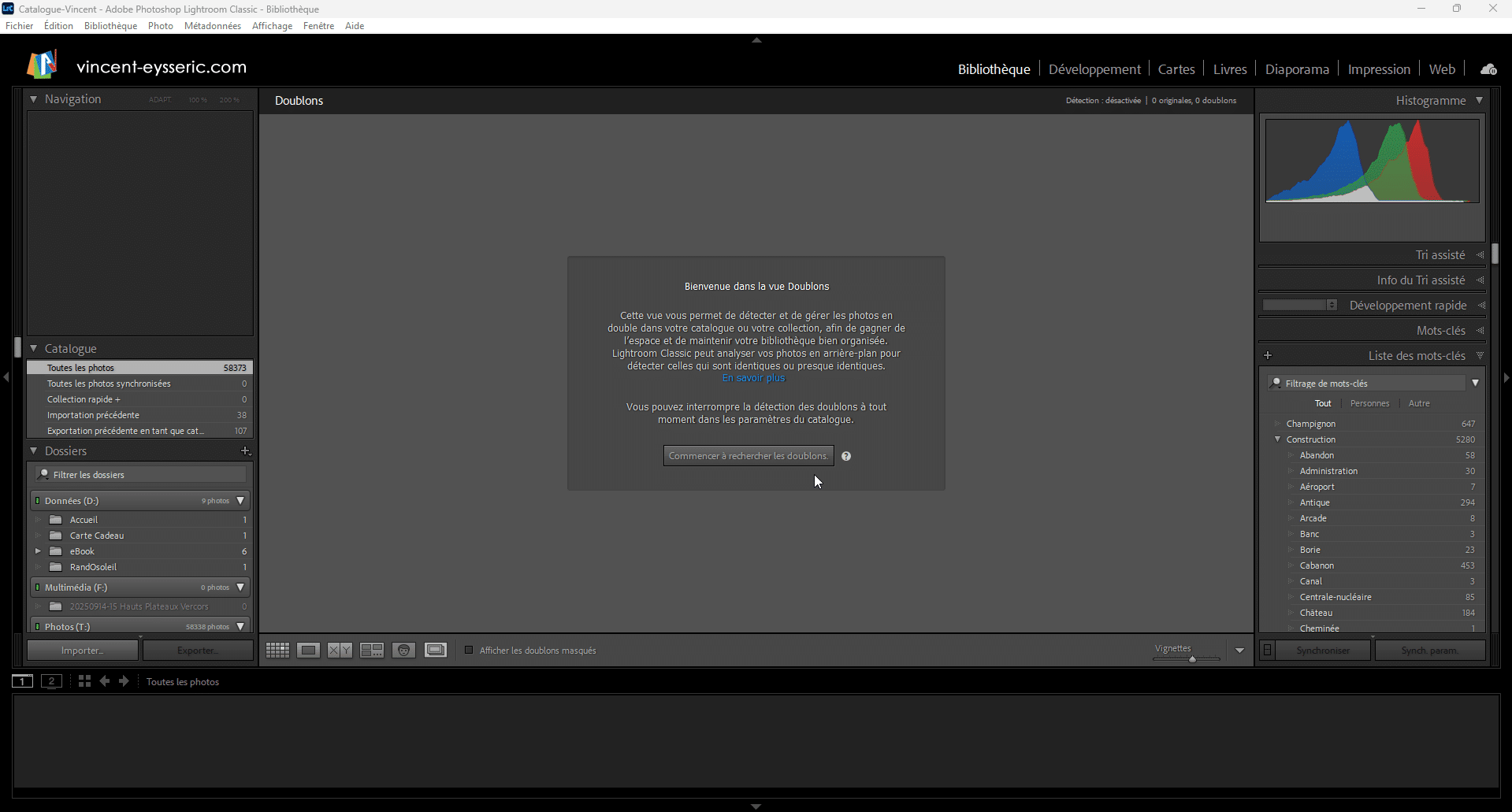 Bienvenue dans la vue Doublons de Lightroom Classic
